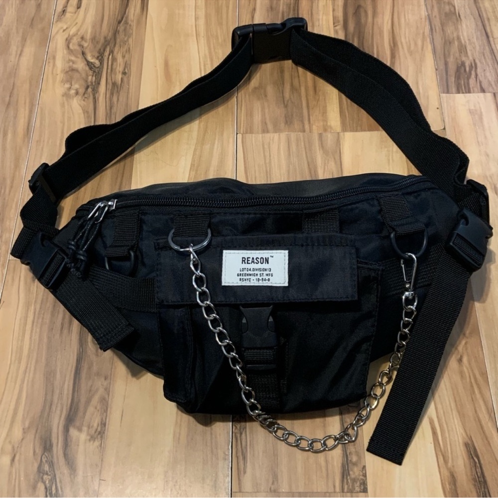 Reason Black Belt Bag with Chain Detail